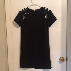Black shift dress with cut out shoulders